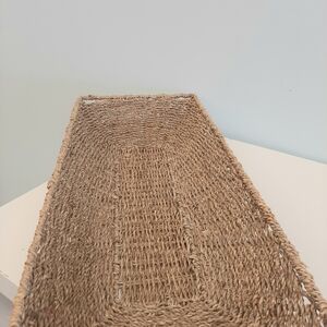 Rectangular Woven Basket 24 x 11 x 4 in.Steel reinforced.